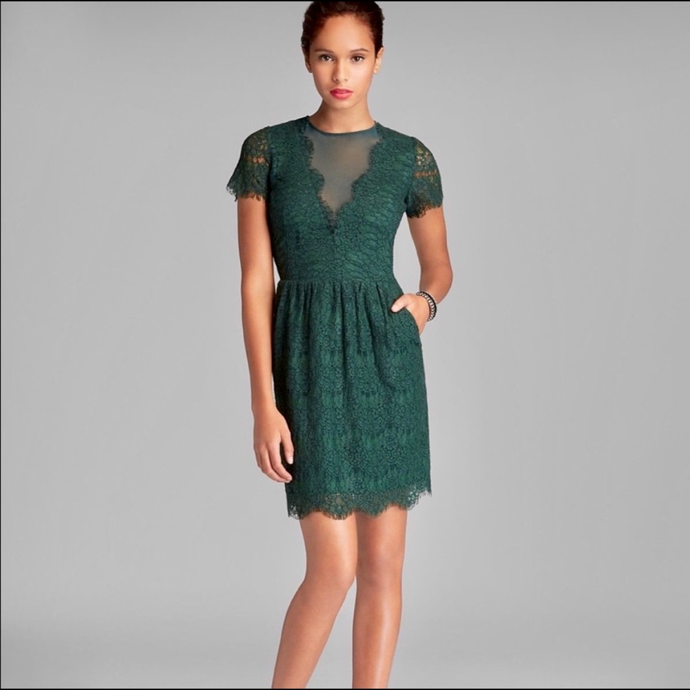 Saurus Eyelash Lace Dress in Hunter